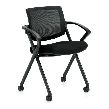 Gec Offices To Go Mesh Back Flip Seat Nesting Chair - Black OTG11340B